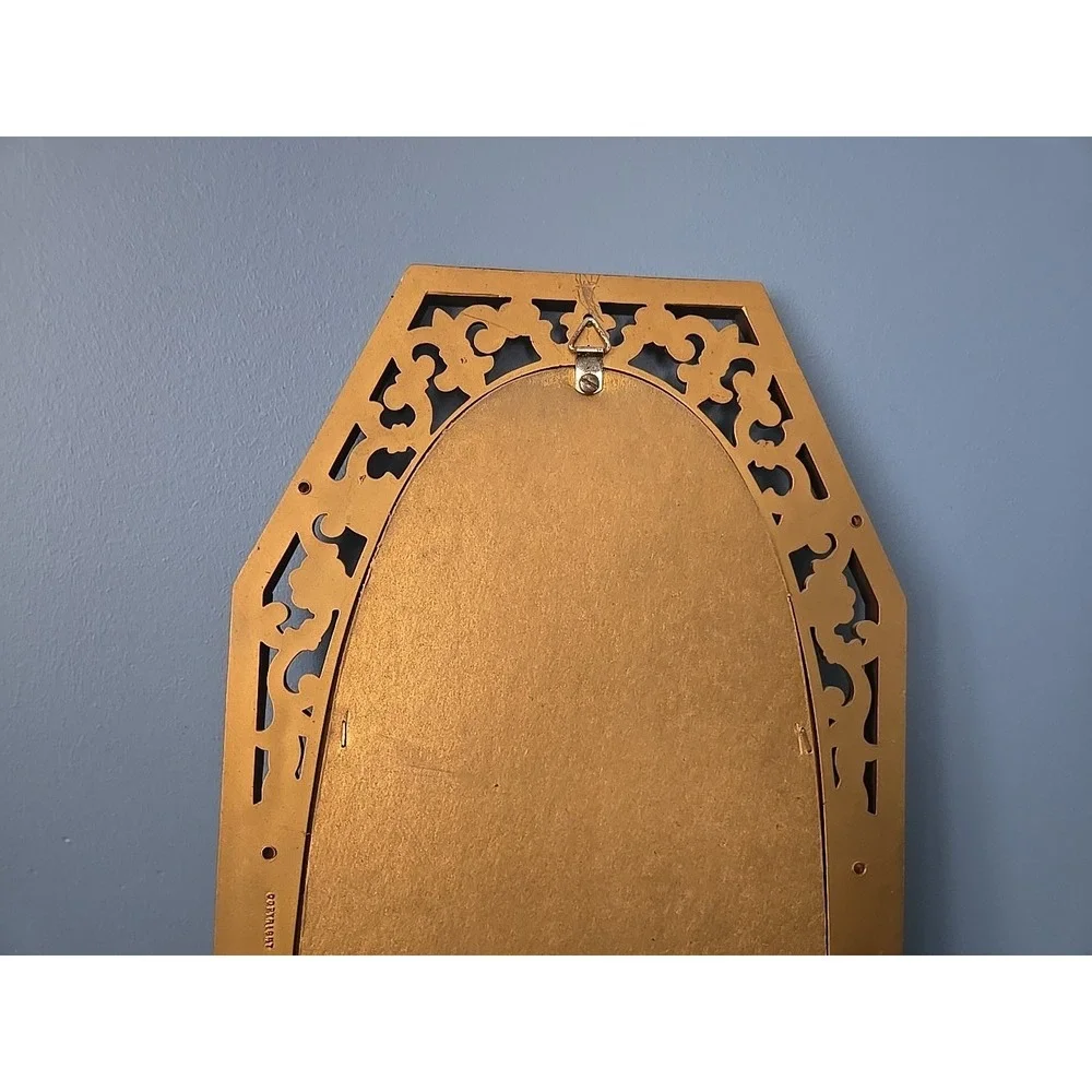 Vtg MCM Hollywood Regency Gold Octagon Wall Mirror Syroco Long Skinny Ornate '64